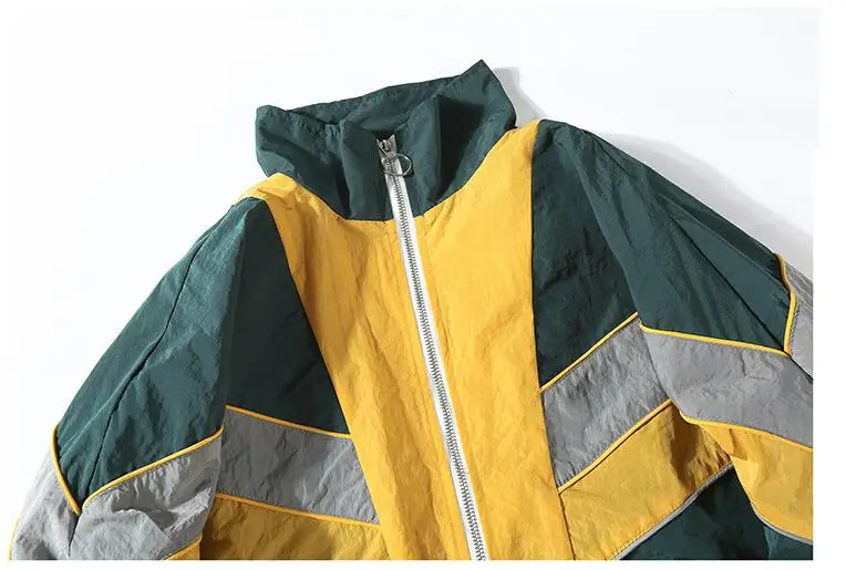 Мужская куртка бомбер в стиле хип хоп Лоскутная бейсбольная с длинными рукавами