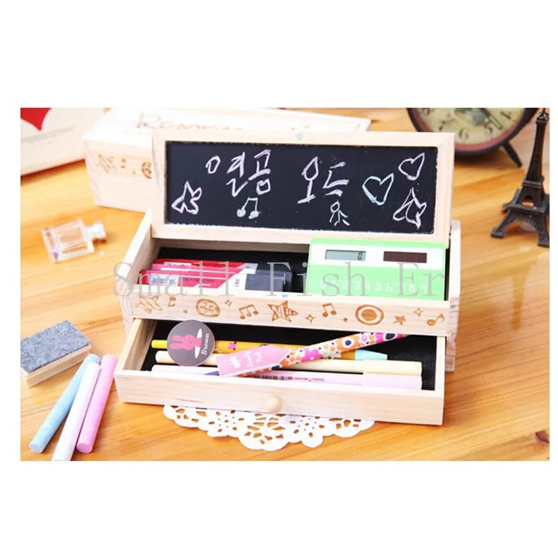 Новая многофункциональная деревянная школьная коробка для ручек и карандашей
