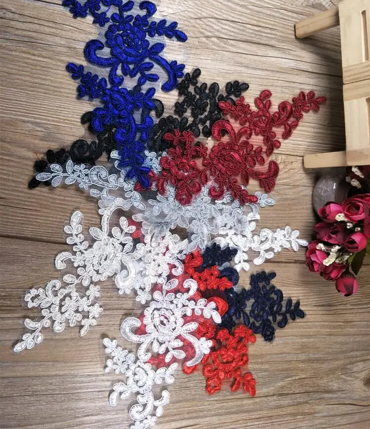 4 шт. Изысканная Кружевная аппликация украшение цветок Свадебная ткань для