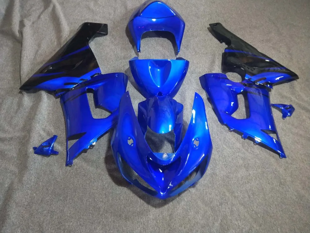 Лучшая цена комплект обтекателей для Kawasaki ZX6R 2005 2006 черные и синие детали 05 06 Ninja 636