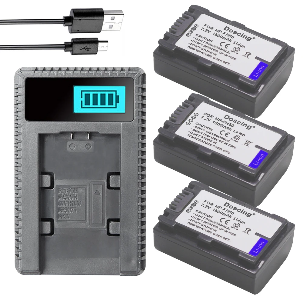 Зарядное устройство Doscing для Sony A230 A330 A290 A380 A390 NP FH50 TG3 TG5 TG7 3 шт.|Цифровые