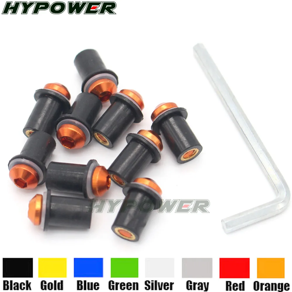 10Ps Motorcycle 5mm Windscreen Windshield Bolts Screw Nut Fastener Kit For APRILIA RS 125 RS125 RSV4 Fairing kit RSV 1000 Tuono |