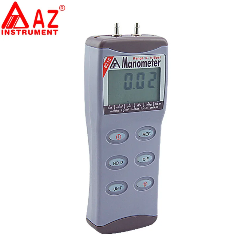 

AZ8215 Digital Differential Pressure Gauge AZ Manometer Precision Electronic Vacuum Pressure Tester Meter 15psi 11units RS232