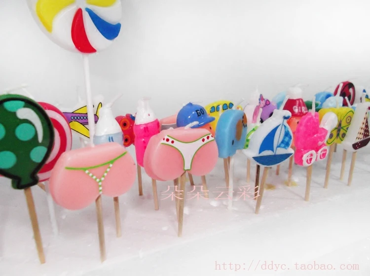 Одноразовые неупакованные свечи для дня рождения различные стили мини