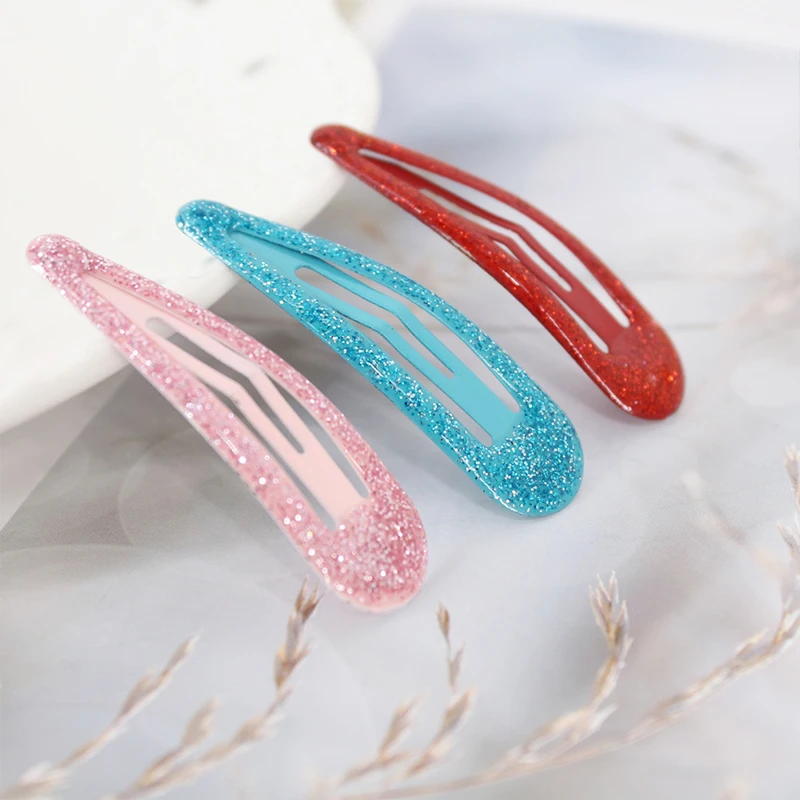 Яркие цвета 3 модели 10 шт./компл. блестящие детские заколки для волос в форме капли