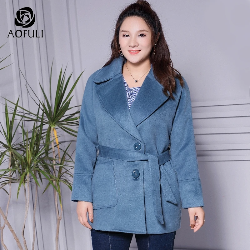 XL/2XL/3XL большой размер женское синее пальто с длинными рукавами зимнее Модное