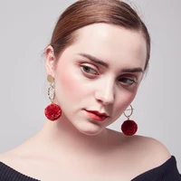 2018 fashion bar natural fabric nice quality brass ear post gold shiny plated large punk hoop earrings party for women wholesale