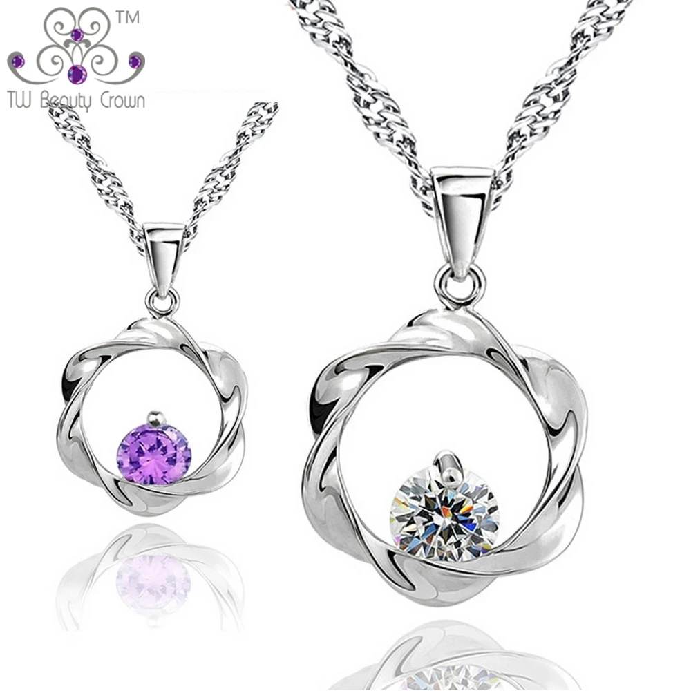 

Настоящее серебро 925 пробы, ювелирные изделия из австрийского кристалла фиолетового цвета, кубический цирконий, витая круглая подвеска, оже...