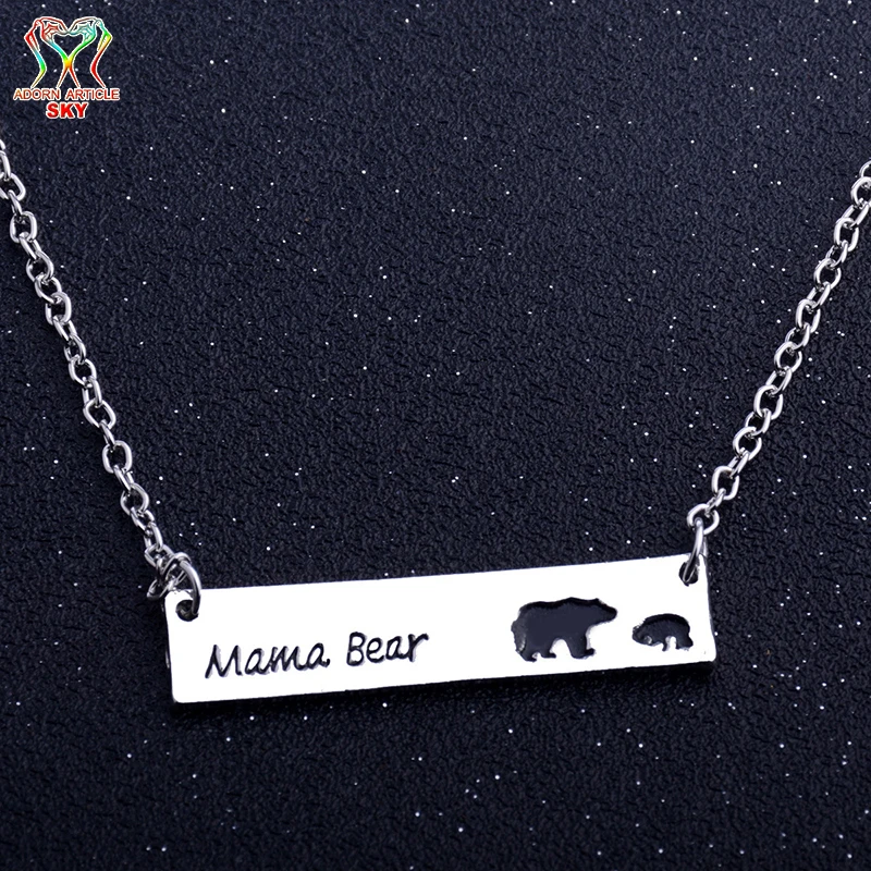 Punk Unisex Silver Color Zinc Alloy Pendant Mama Bear Animal Cubs Mother Love Necklace Mother's Day Send relatives Gift Jewelry |
