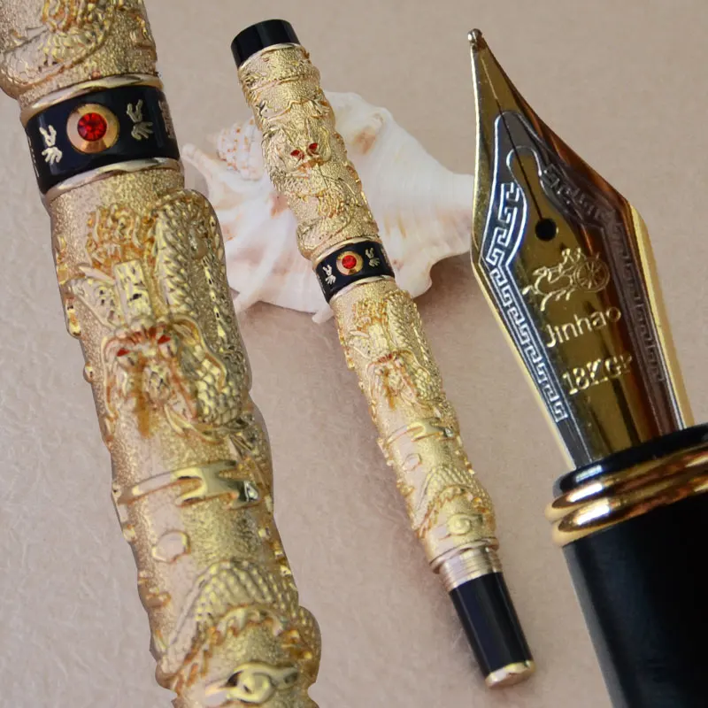 Pen only JINHAO СЕРЫЙ авторучка 0,7 мм перо с широким основанием два дракона ИГРАТЬ жемчуг без оригинальной коробки Бизнес офис подарок - Цвет: Pen only