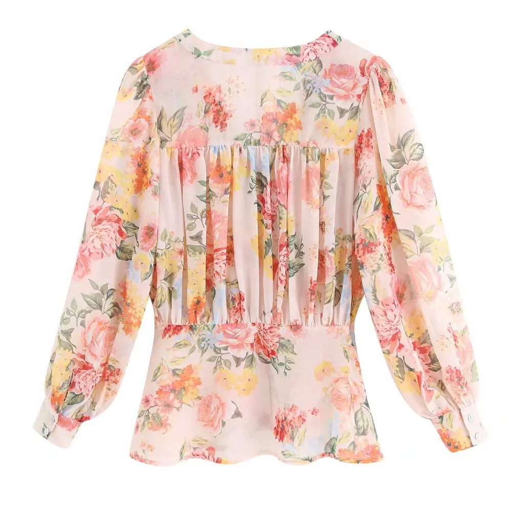 2019 za женские летние блузки шифоновые рубашки с цветочным принтом s Camisa Blusas Feminina