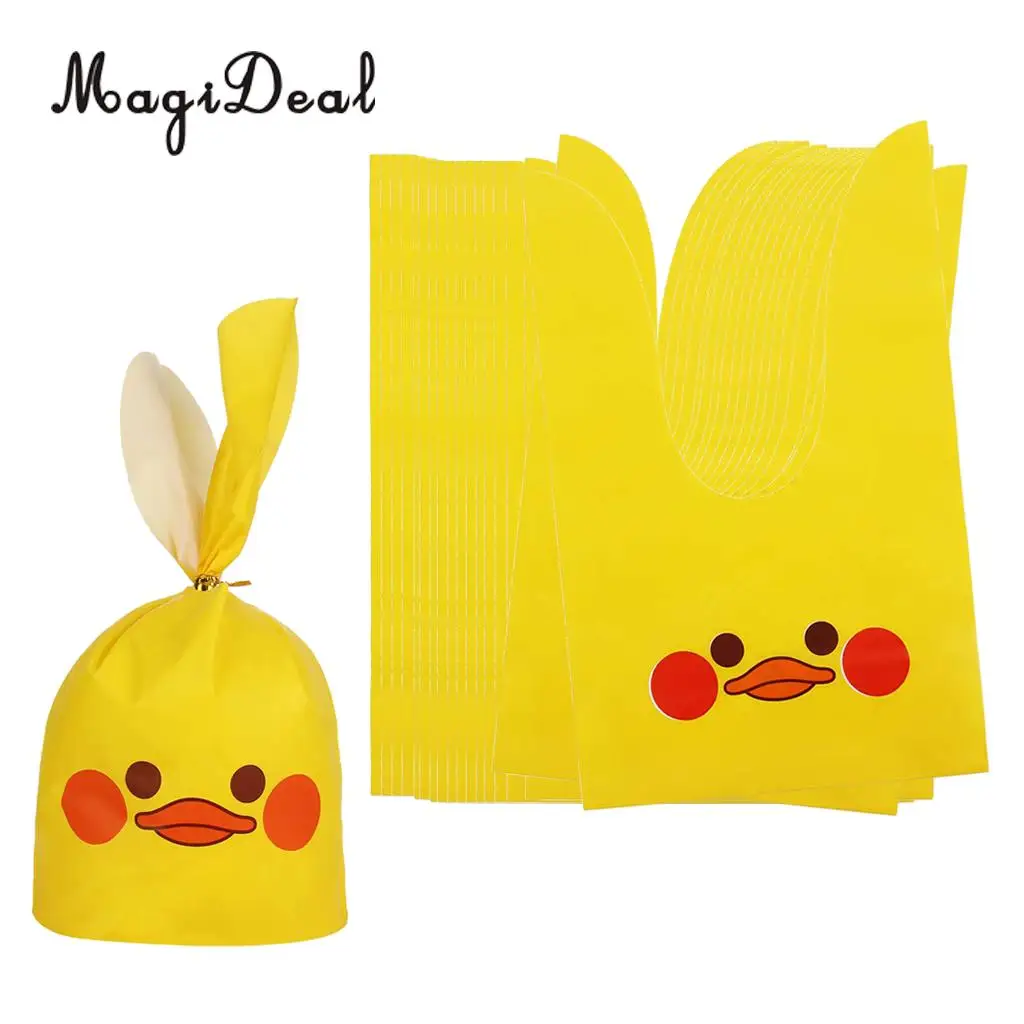 MagiDeal 50 шт./лот Kawaii Кролик уши хлебобулочные печенья угощения сумки упаковочный пакет для печенья самоклеющиеся вечерние подарочные сумки - Цвет: Duck M
