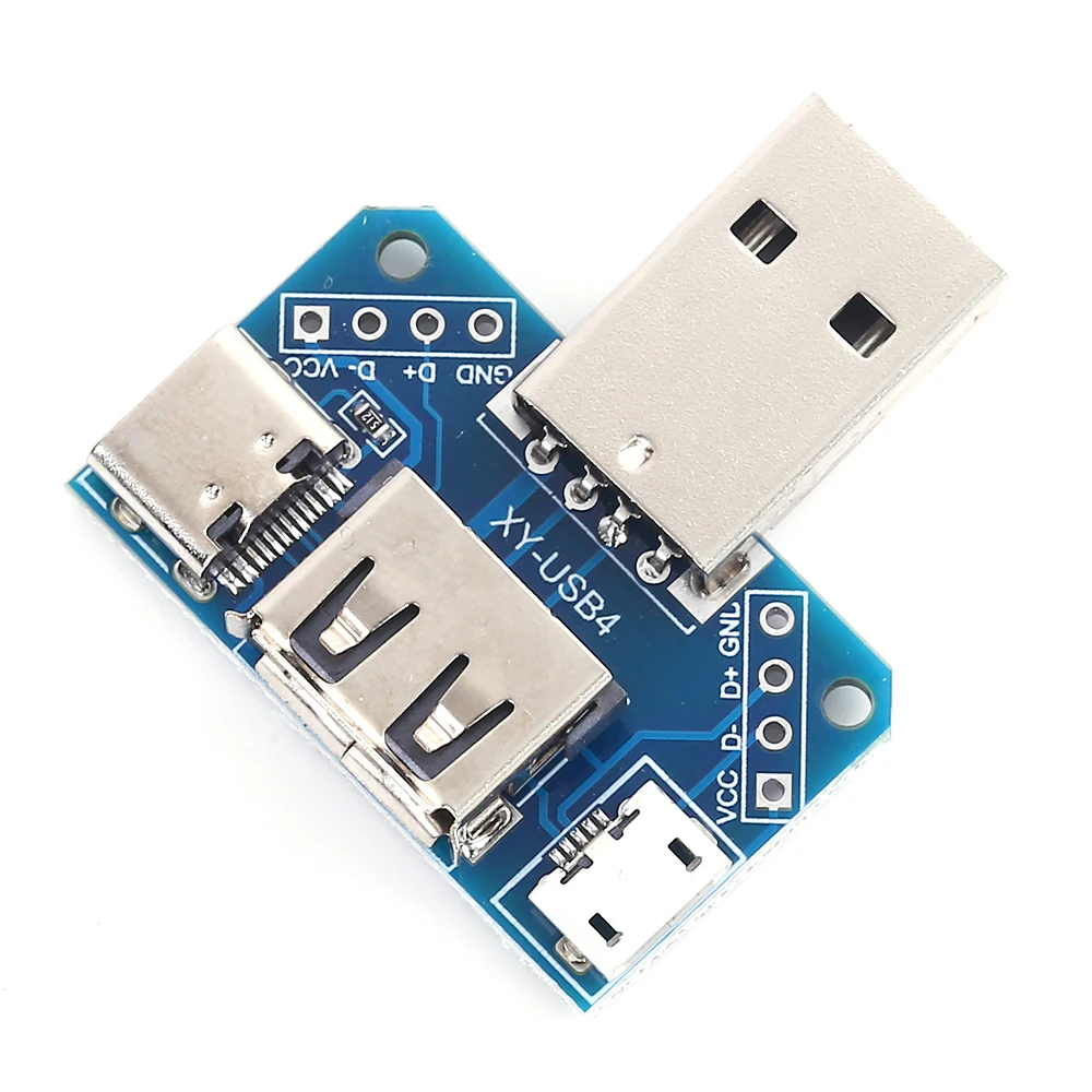 Переходник USB со штекера на штекер Type C Micro 4P плата адаптера терминала 2 54
