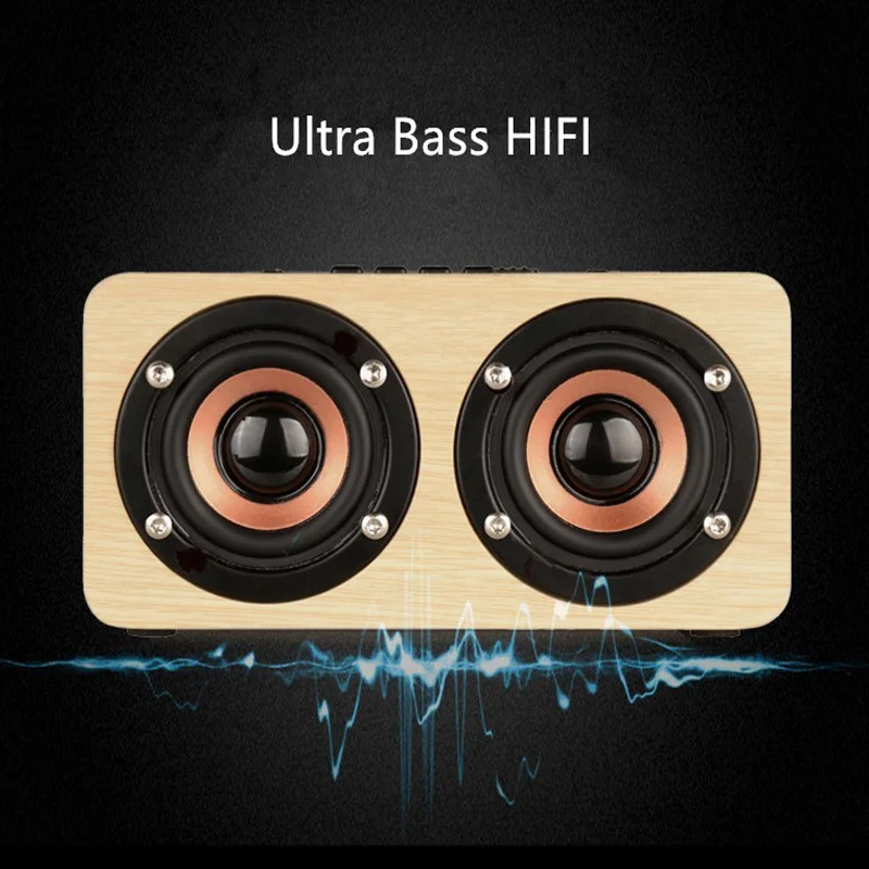 Портативный HiFi Деревянный беспроводной Bluetooth ударный динамик Bass Altavoz TF caixa de som