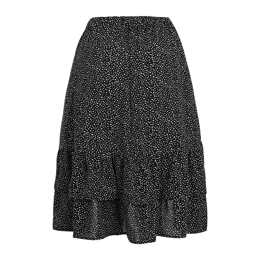 Faldas Mujer Moda Platform Explosion Women's Ladies' High Fashion Casual Ruffled Polka Dot Frill Wraps Midi Skirt jupe femme 40