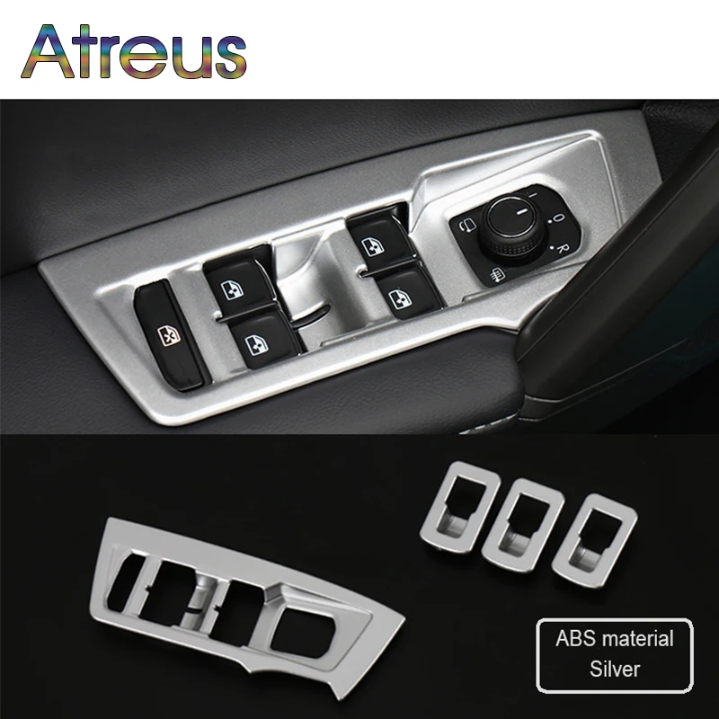Фото Аксессуары Atreus для Volkswagen Tiugan MK2 2016, автомобильные наклейки на панель переключателя стеклоподъемника VW Tiguan 2017 2018 №1