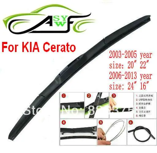 

Free shipping car wiper blade for Kia Cerato Soft Rubber WindShield Wiper Blade 2pcs/PAIR deflector window