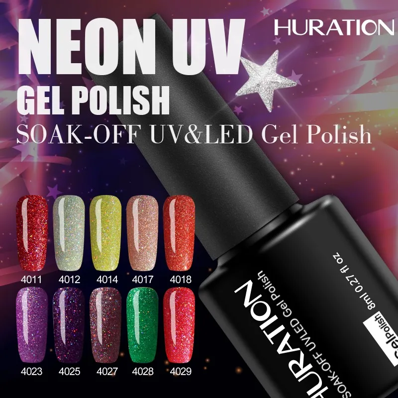 Huration Neon Nail Art Lucky 19 Color Gel Polish UV LED Lamp Design Paint Colorful Starry Sky DIY Glaze Glue Varnish | Красота и
