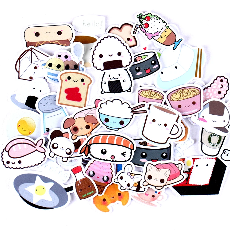 

36pcs Self-made Sushi Rice Food Coffee Bread Scrapbooking Stickers Fruits DIY Craft Sticker Pack Photo Albums Deco Diary Deco