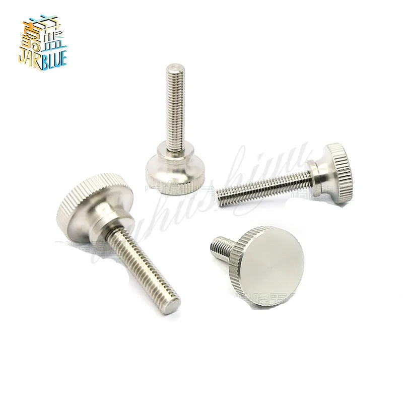 

5pcs/lot M4 M5 M6 Stainless steel knurled thumb screws with collar high head manual adjustment screws bolt GB834