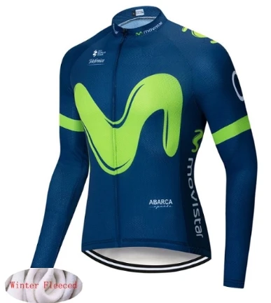 002 Movistar зима термо флис Велоспорт Джерси мужская одежда с длинным рукавом Bicicleta MTB Maillot Ropa Ciclismo Hombre Ciclismo - Цвет: 002
