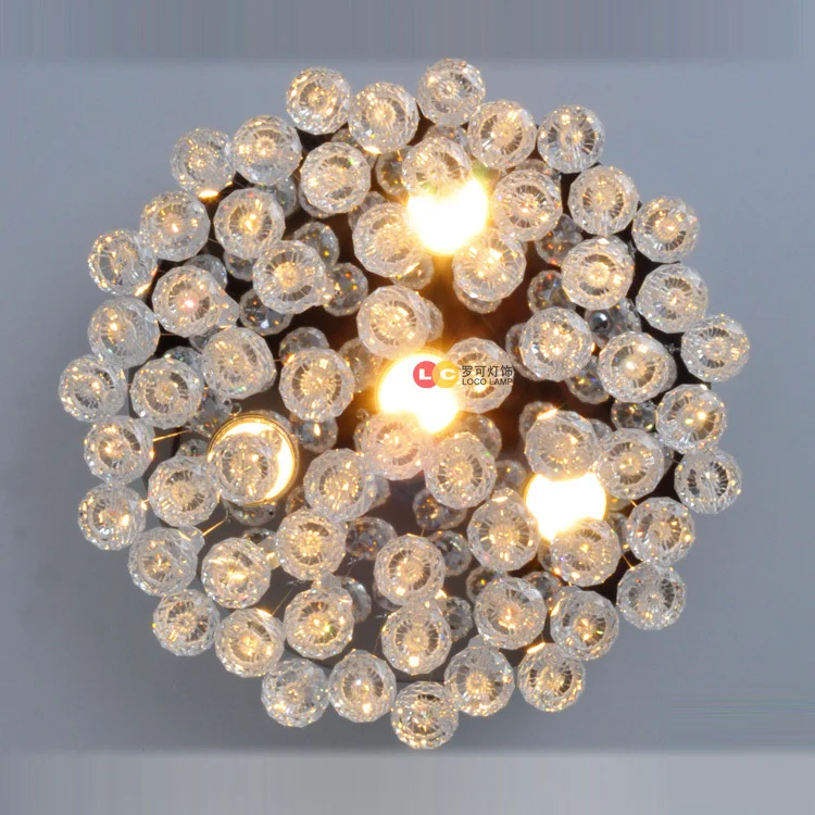 Современная светодиодная Хрустальная Подвесная лампа хрустальный шар для