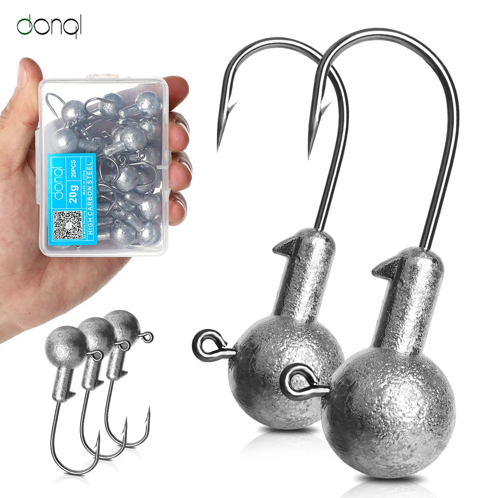 DONQL 20 шт./кор. приманка со свинцовым рыболовный крючок кривошипно Jig Head крючок для карпа, приманки для рыбалки, мягкие, червь 1-20 г рыболовные снасти аксессуары
