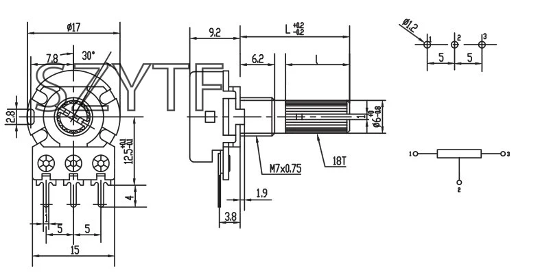 10 шт./лот WH148 одношарнирный усилитель потенциометра B5K L: 15 мм + винты|potentiometer b5k|b5k