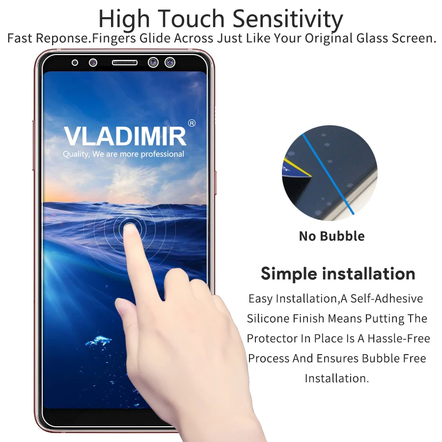 Vladimir Tempered Glass for Samsung Galaxy A8 2018 2.5D 9H Protective Film Screen Protector For + Clear | Мобильные телефоны и