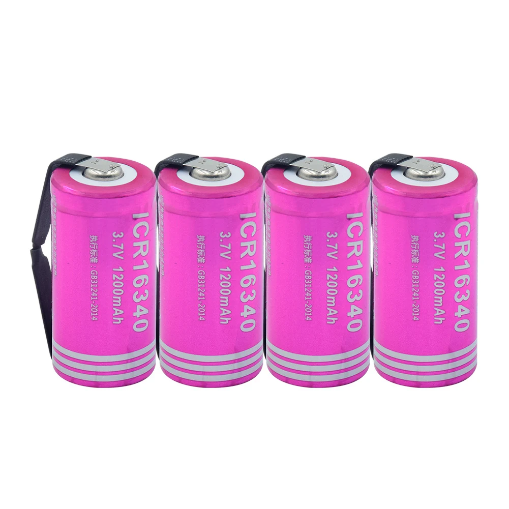 4 pieces 1/2/4 шт./партия Высокое качество 3,7 V 1200mAh 16340 литий-ионный аккумулятор для Батарея сотовый телефон для фары лазерная ручка светодиодный светильник вспышки светильник Светодиодный проблесковый маячок - Цвет: 4 pieces