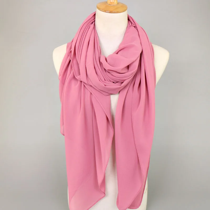 H1183 новейший простой шифоновый мусульманский квадратный шарф большого размера с