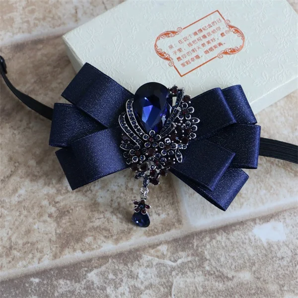 dark blue Mantieqingway Высокое качество Мужские воротник с бантом для свадьбы Женихи смокинг лук Галстуки Для женщин ленты полиэстер цветок кулон Средства ухода за кожей Шеи Галстуки - Цвет: dark blue