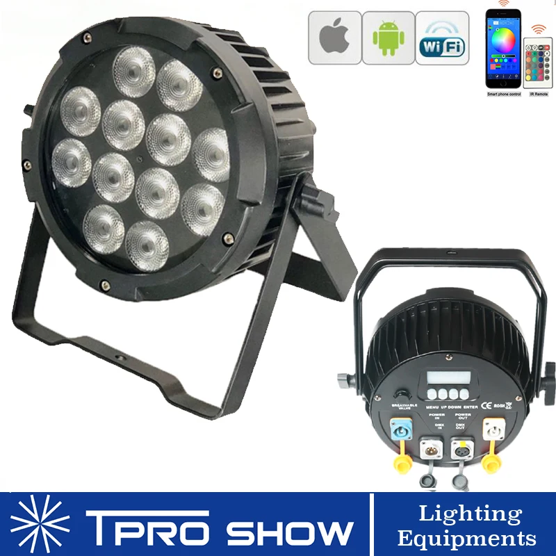 Беспроводной LED Par 12x18 Вт RGBWA УФ наружное освещение для сцены плоская питание от