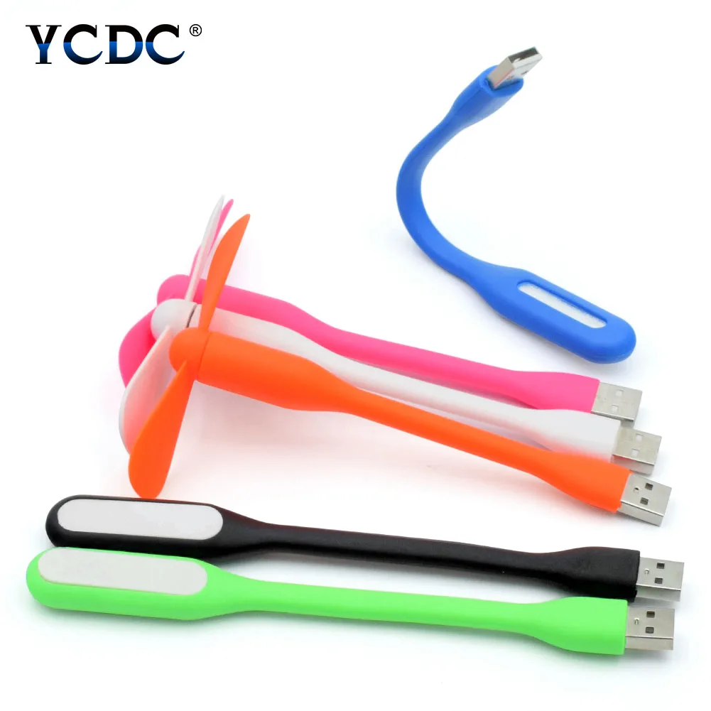 YCDC Flexible USB Mini Cooling Fan &amp LED Lamp Pack Cooler For Apple Android Phone Laptop Desktop Power Bank 6 Colors |