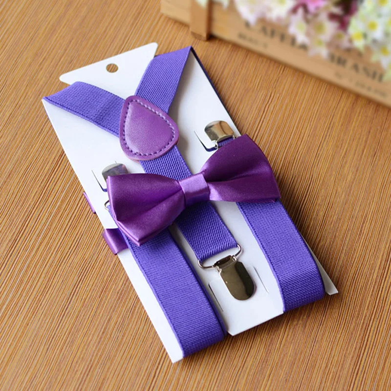 Medium purple Костюм на подтяжках для мальчиков и девочек детская Свадебная рубашка на подтяжках с ремнем и зажимами Детский Регулируемый эластичный галстук для смокинга Y-Back - Цвет: Medium purple