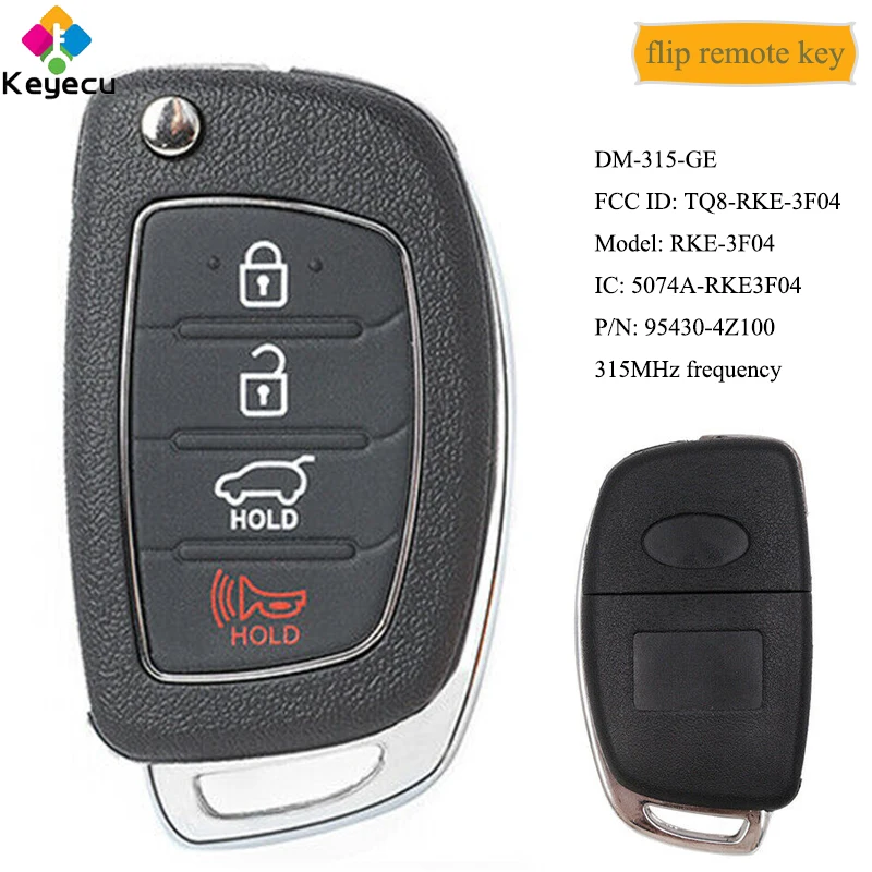 Раскладной Автомобильный ключ KEYECU с дистанционным управлением 3 кнопками 315