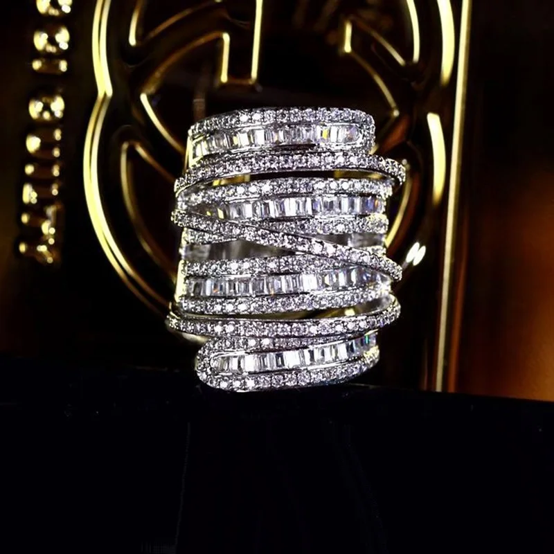 Женское и мужское модное кольцо широкое ювелирное изделие 20ct AAA Циркон CZ