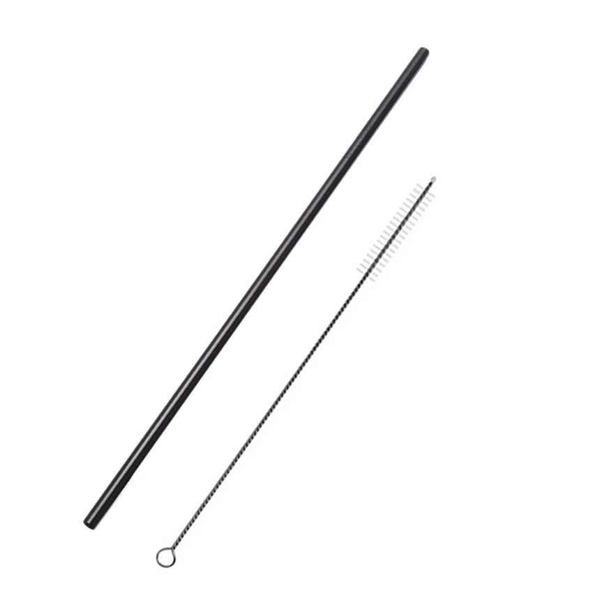 U-Black 2pc 2шт/4 шт многоразовые металлические трубочки для питья из цветной нержавеющей стали крепкая гнущаяся или вертикальная соломинка для напитков для кружек+ чистящая щетка - Цвет: U-Black 2pc