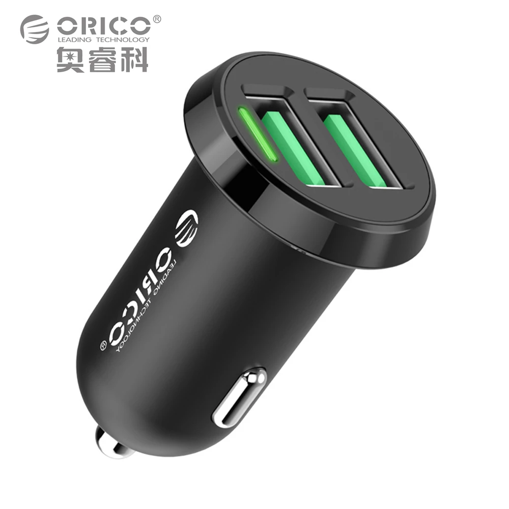 ORICO Dual USB Автомобильное зарядное устройство 2.4A интеллектуальное выходное 17 Вт Зарядное устройство для мобильного телефона прикуриватель DC 12-24 В