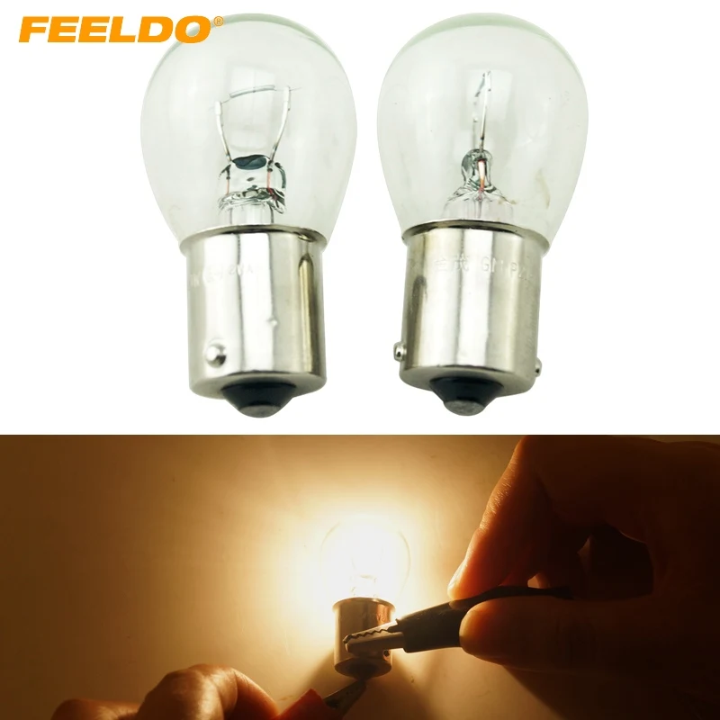 FEELDO 10Pcs 1156 BA15S S25 P21W 12V Car Clear Glass Lamp Turn Tail Bulb Auto Indicator Halogen Lamp#FD-2724