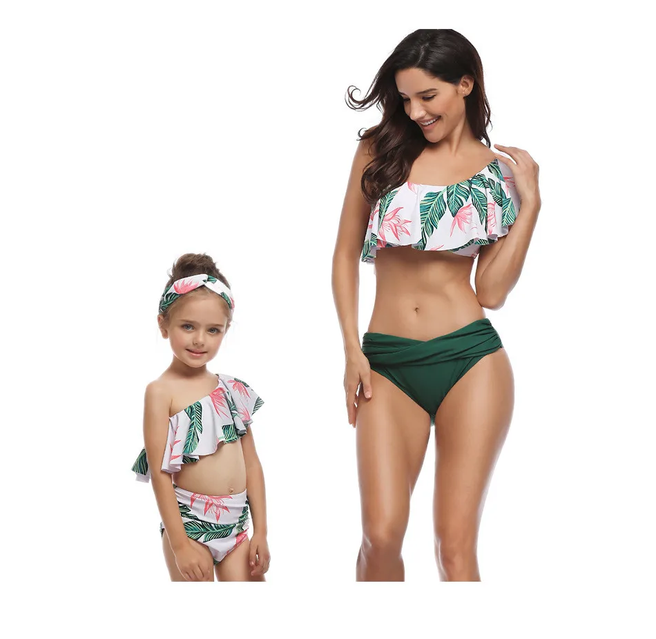 Одежда Mommy and Me ассиметричные бикини подходящие купальники maillot de bain fille madre e hija Детские купальники mama e hija ropa