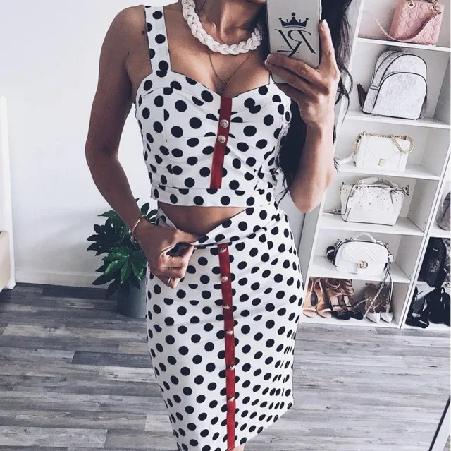 ALPHALMODA летний женский модный комплект с юбкой, топ на бретелях с принтом ананаса, юбка с высокой талией, Женский праздничный костюм с юбкой