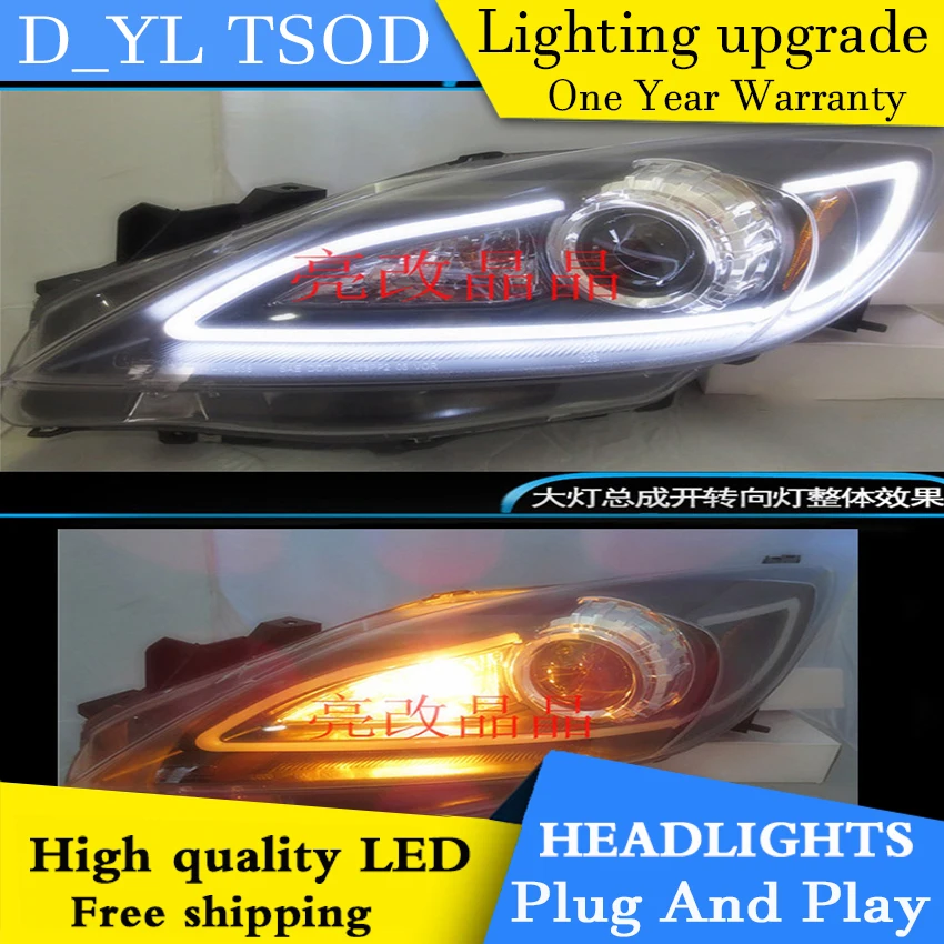 D_YL автомобильный Стайлинг для Mazda 3 фары 2011-2013 Mazda 3 светодиодный фонарь DRL Bi Xenon объектив Высокий Низкий луч парковка HID противотуманная фара