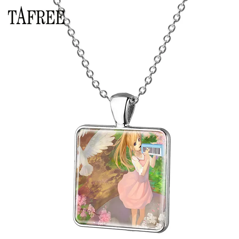 TAFREE Your Lie in April Necklace - Cartoon Figure Lovers Pendant, Silver Plated Choker Jewelry Gift for Friend or Girlfriend, YL45 image 3