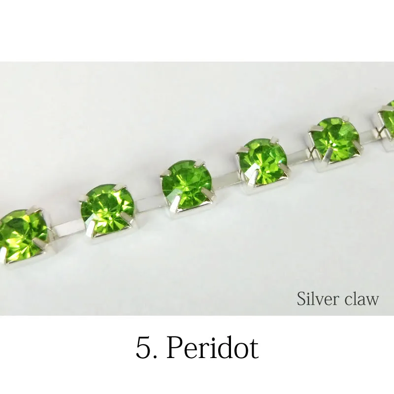 Peridot Новая распродажа SS28 с украшением в виде кристаллов Стразы Кубок цепи 1/3/5 ярдов 32 цвета кристаллами серебряные цепочки для одежды и платьев - Цвет: Peridot