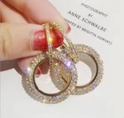 Модные большие круглые серьги в Корейском стиле, роскошные серьги Стразы золотого и серебряного цвета, женские вечерние ювелирные изделия, подарок