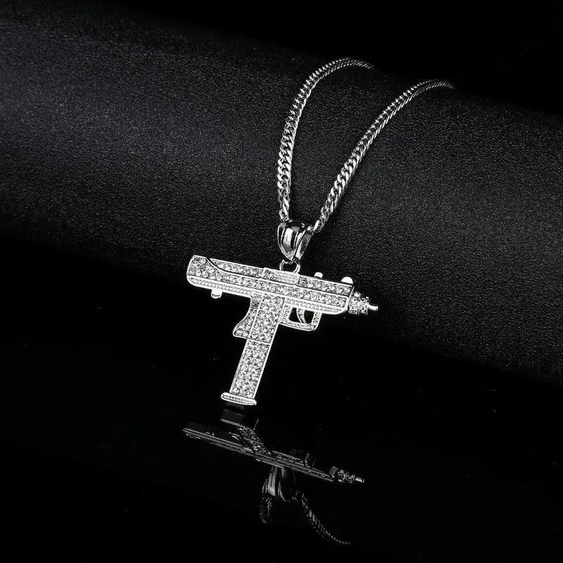 Iced Out кулон цепочки и ожерелья с Золотая цепочка для мужчин новая мода хип хоп ювелирные изделия кубинской цепи - Окраска металла: Имитация родиевого покрытия