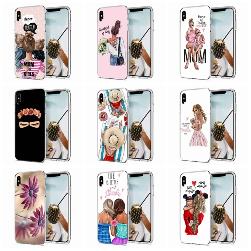 Чехол для iPhone 7 8 Plus 6 S/6 мягкий чехол из ТПУ дизайн Mom life flower X XS XR Max задняя крышка