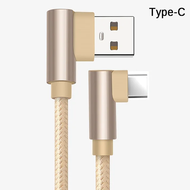 Type-C Gold QC 3,0 двойной локоть мобильный телефон USB кабель для передачи данных Micro usb type C кабель для samsung Galaxy S9 S8 Plus зарядный кабель - Цвет: Type-C Gold