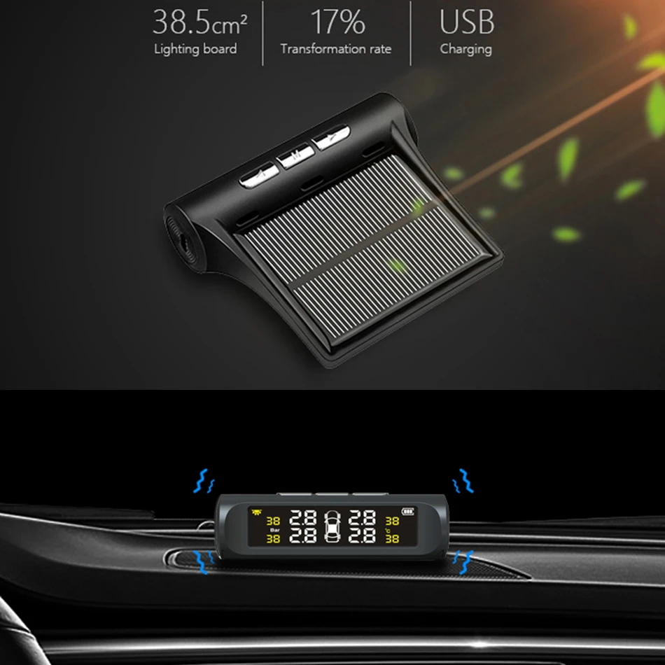 Автомобильная солнечная система TPMS контроля давления в шинах датчик Система